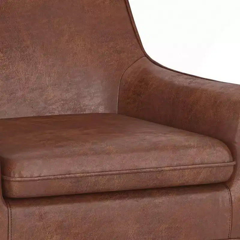 Poltrona accent Warnock Marrone Saddle distressed - WyndenHall: Ecopelle, gambe in legno di gomma