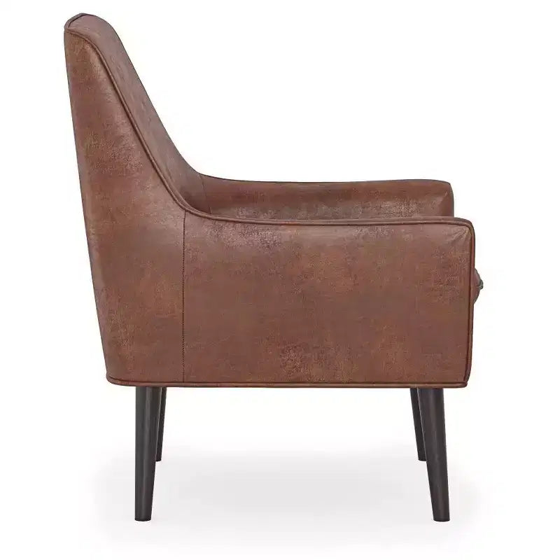 Poltrona accent Warnock Marrone Saddle distressed - WyndenHall: Ecopelle, gambe in legno di gomma