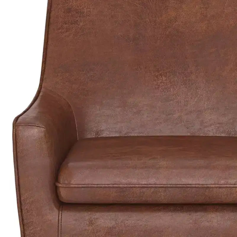 Poltrona accent Warnock Marrone Saddle distressed - WyndenHall: Ecopelle, gambe in legno di gomma