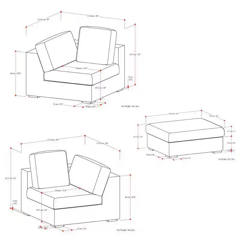 Divano a 2 posti WyndenHall Marlee e pouf, grigio nuvola