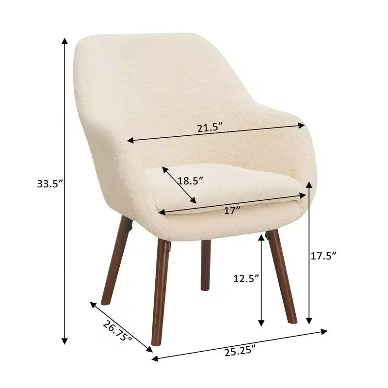 Breighton Home Poltrona a pozzetto Charlotte Wingback accentata in crema/caffè