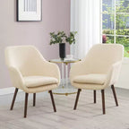 Breighton Home Poltrona a pozzetto Charlotte Wingback accentata in crema/caffè