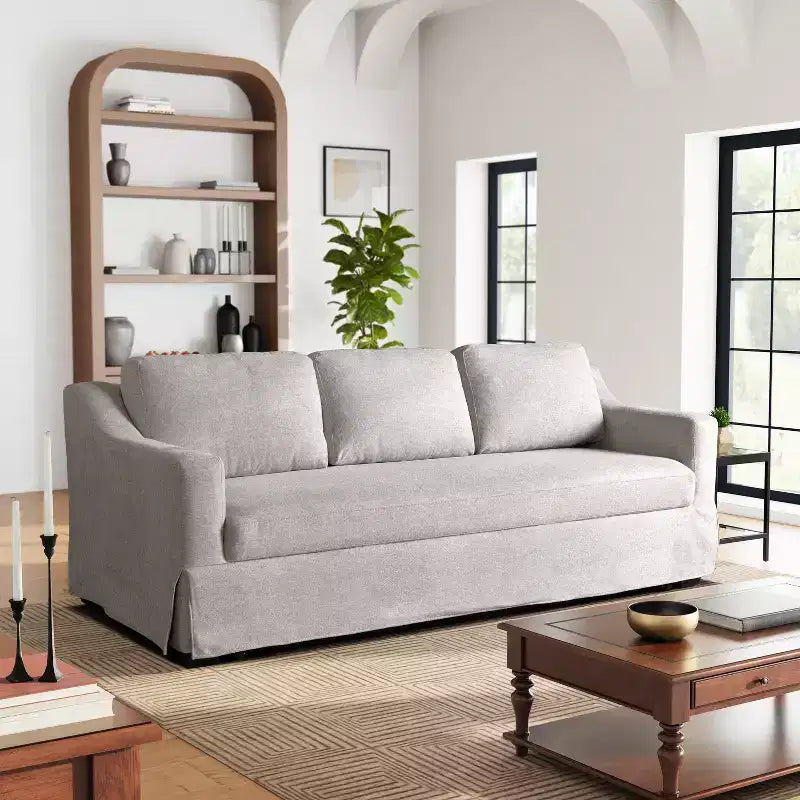 Divano letto estraibile Serta Hans in lino: queen size, divano convertibile con materasso a molle