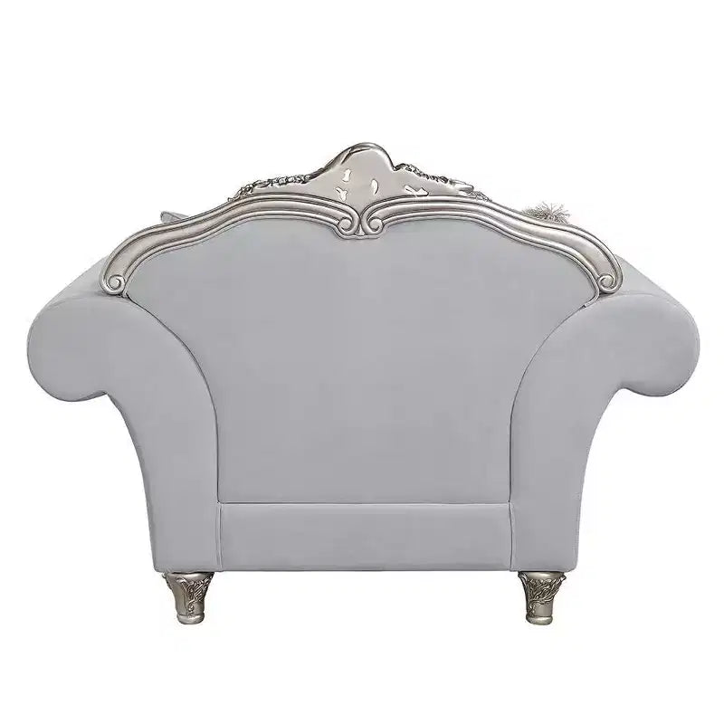 Poltrona Pelumi 62", lino grigio chiaro, finitura platino - Acme Furniture
