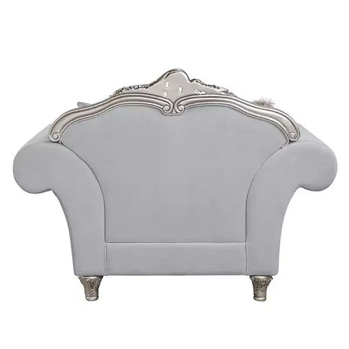 Poltrona Pelumi 62", lino grigio chiaro, finitura platino - Acme Furniture