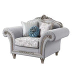 Poltrona Pelumi 62", lino grigio chiaro, finitura platino - Acme Furniture