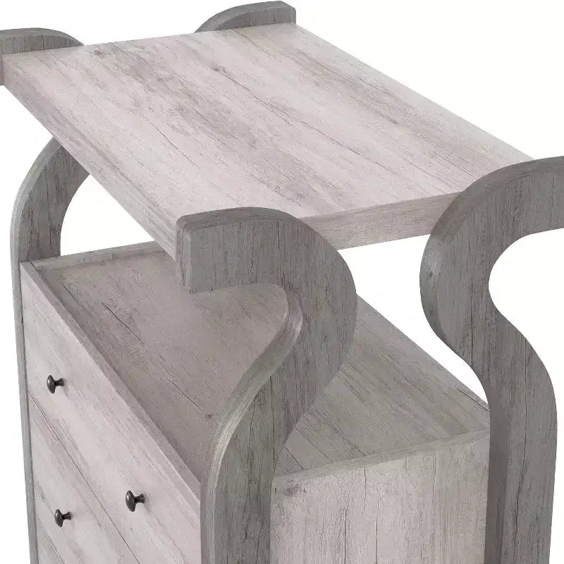 miBasics Cassettiera a 4 cassetti Chickadee Farmhouse Bianco Coastal: Contenitore in MDF, Ferramenta Antiribaltamento