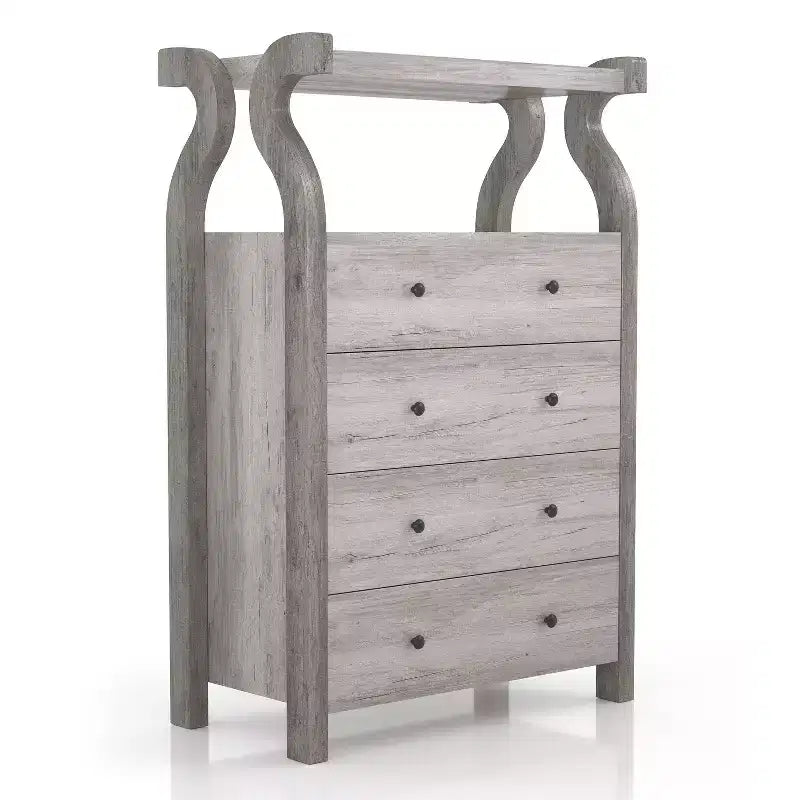 miBasics Cassettiera a 4 cassetti Chickadee Farmhouse Bianco Coastal: Contenitore in MDF, Ferramenta Antiribaltamento