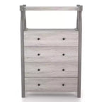 miBasics Cassettiera a 4 cassetti Chickadee Farmhouse Bianco Coastal: Contenitore in MDF, Ferramenta Antiribaltamento