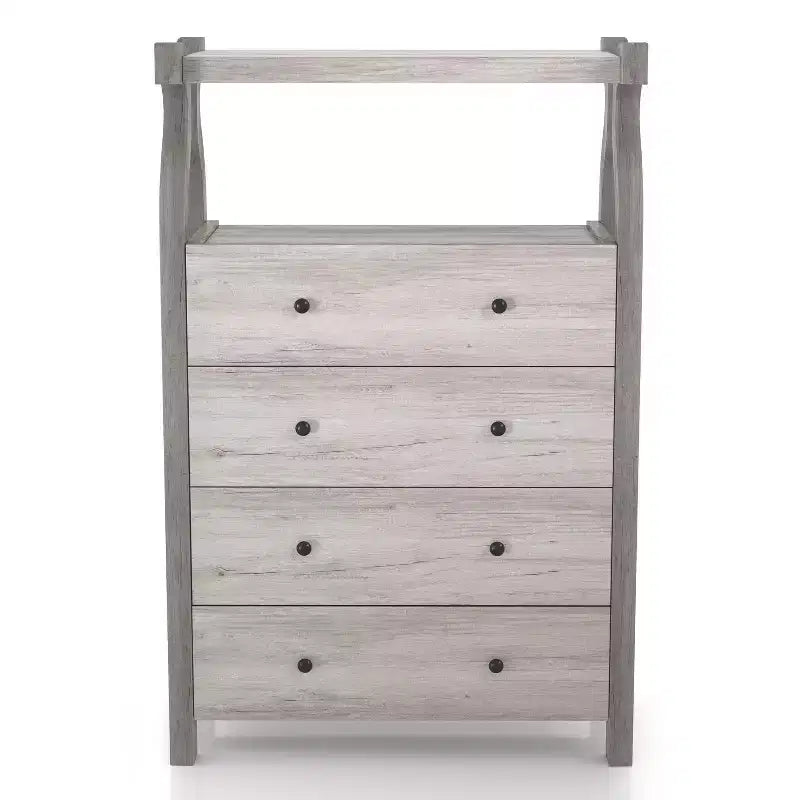 miBasics Cassettiera a 4 cassetti Chickadee Farmhouse Bianco Coastal: Contenitore in MDF, Ferramenta Antiribaltamento