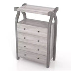 miBasics Cassettiera a 4 cassetti Chickadee Farmhouse Bianco Coastal: Contenitore in MDF, Ferramenta Antiribaltamento
