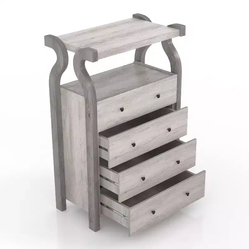 miBasics Cassettiera a 4 cassetti Chickadee Farmhouse Bianco Coastal: Contenitore in MDF, Ferramenta Antiribaltamento