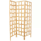 Olivia & May Rattan Handmade Woven 3 Panel Room Divider Screen with Open Frame Design Brown: Nautical Coastal Beach Style, No Assembly Required