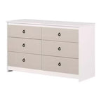 Cassettiera doppia a 6 cassetti South Shore bianca/beige