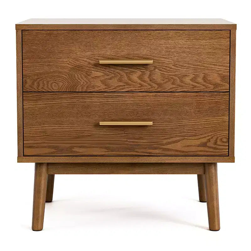 HOMES: Inside + Out Riverstone Comodino Moderno Mid-Century con 2 Cassetti Noce