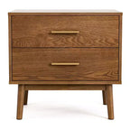 HOMES: Inside + Out Riverstone Comodino Moderno Mid-Century con 2 Cassetti Noce