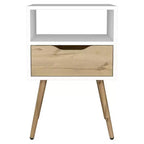 Pamplona Nightstand White/Light Oak - Boahaus: Modern Design, Open Shelf, Wood Laminate