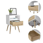 Comodino Pamplona Bianco/Rovere Chiaro - Boahaus: Design Moderno, Ripiano Aperto, Laminato Effetto Legno