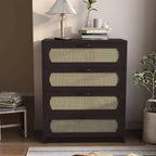 Cassettiera Summertree Transizionale in Rattan Sintetico Intrecciato a 4 Cassetti Espresso - miBasics: Stile Bohémien, Atmosfera da Resort, Design Salvaspazio