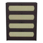Cassettiera Summertree Transizionale in Rattan Sintetico Intrecciato a 4 Cassetti Espresso - miBasics: Stile Bohémien, Atmosfera da Resort, Design Salvaspazio