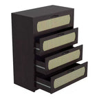 Cassettiera Summertree Transizionale in Rattan Sintetico Intrecciato a 4 Cassetti Espresso - miBasics: Stile Bohémien, Atmosfera da Resort, Design Salvaspazio