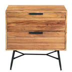 Il comodino in legno Urban Port a 2 cassetti con gambe angolari in metallo marrone/nero