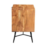 Il comodino in legno Urban Port a 2 cassetti con gambe angolari in metallo marrone/nero