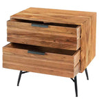 Il comodino in legno Urban Port a 2 cassetti con gambe angolari in metallo marrone/nero