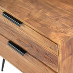 Il comodino in legno Urban Port a 2 cassetti con gambe angolari in metallo marrone/nero