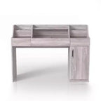 24/7 Shop At Home 49" Peacemeld Tavolo da trucco contemporaneo a 3 cassetti con piano in vetro Coastal White: Toeletta da camera con ampio spazio di archiviazione