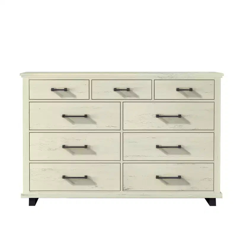 Festivo 2pz Cassettiera Contemporanea a 9 Cassetti e Comò a 5 Cassetti da 24 pollici Colore Bianco Sporco Effetto Taglio Sega: Conforme alle Norme di Sicurezza ASTM, Contenitore per Camera da Letto
