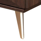 Comodino in legno a 2 cassetti Graceland noce marrone/oro - Baxton Studio
