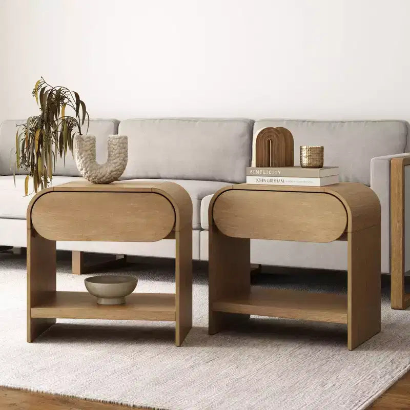 Nathan James Set di 2 comodini Iris, marrone chiaro
