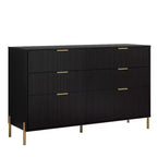 Festivo 3 pezzi Comodini moderni con 2 cassetti e comò con 6 cassetti Set Nero