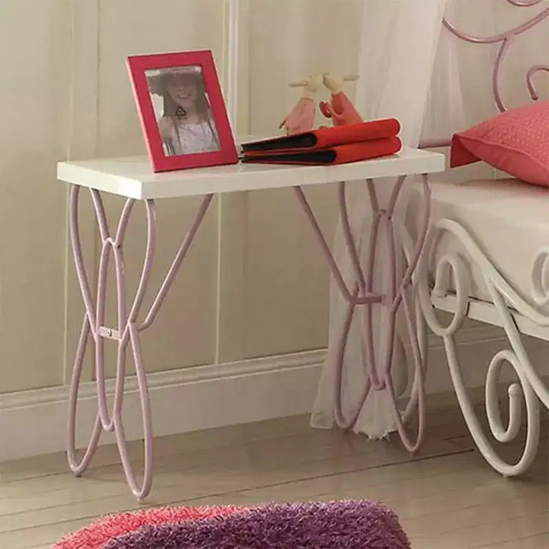 Priya Ii Comodini 22" Bianco/Viola Chiaro - Acme Furniture: Telaio in metallo, Superficie in legno, Conforme agli standard di sicurezza ASTM