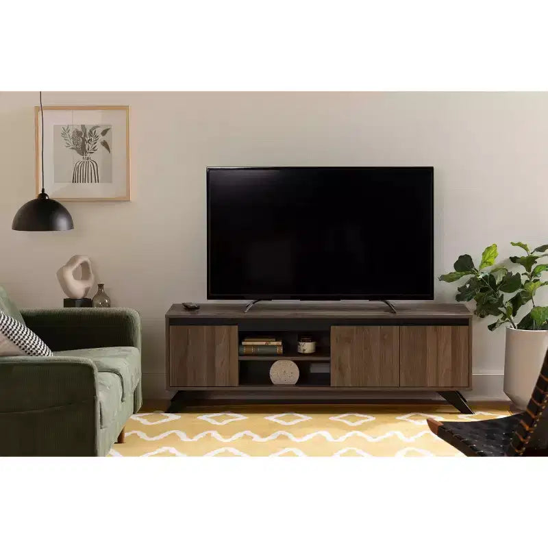 Mobile TV South Shore Flam per TV fino a 60", Noce Naturale: Console Multimediale in Truciolato Laminato