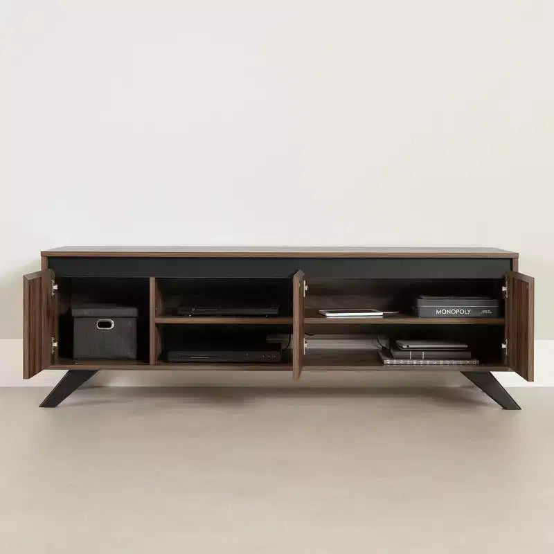 Mobile TV South Shore Flam per TV fino a 60", Noce Naturale: Console Multimediale in Truciolato Laminato