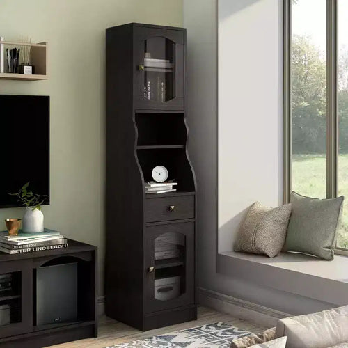 24/7 Shop At Home Jenny Armadietto con cassetto da 70,8" espresso: Mobile porta TV in stile transizionale, ripiani regolabili