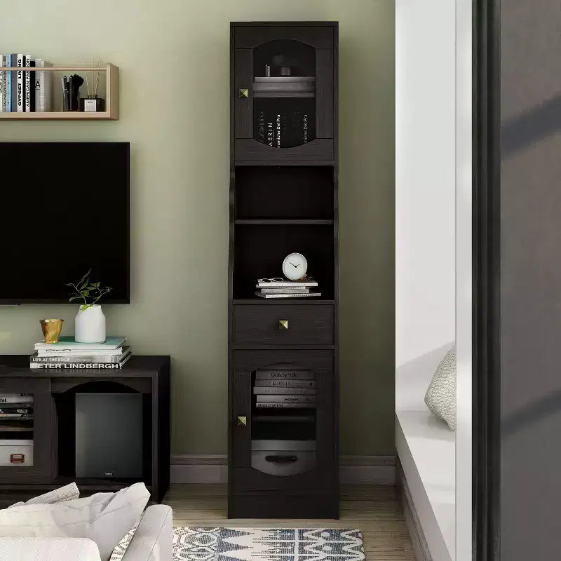 24/7 Shop At Home Jenny Armadietto con cassetto da 70,8" espresso: Mobile porta TV in stile transizionale, ripiani regolabili