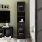 24/7 Shop At Home Jenny Armadietto con cassetto da 70,8" espresso: Mobile porta TV in stile transizionale, ripiani regolabili