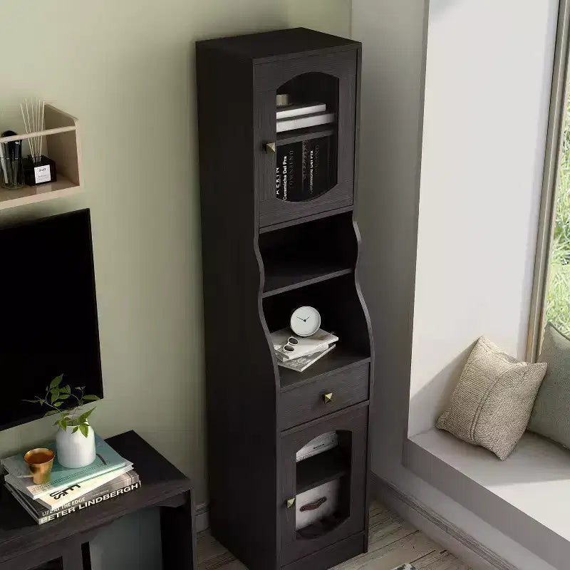 24/7 Shop At Home Jenny Armadietto con cassetto da 70,8" espresso: Mobile porta TV in stile transizionale, ripiani regolabili