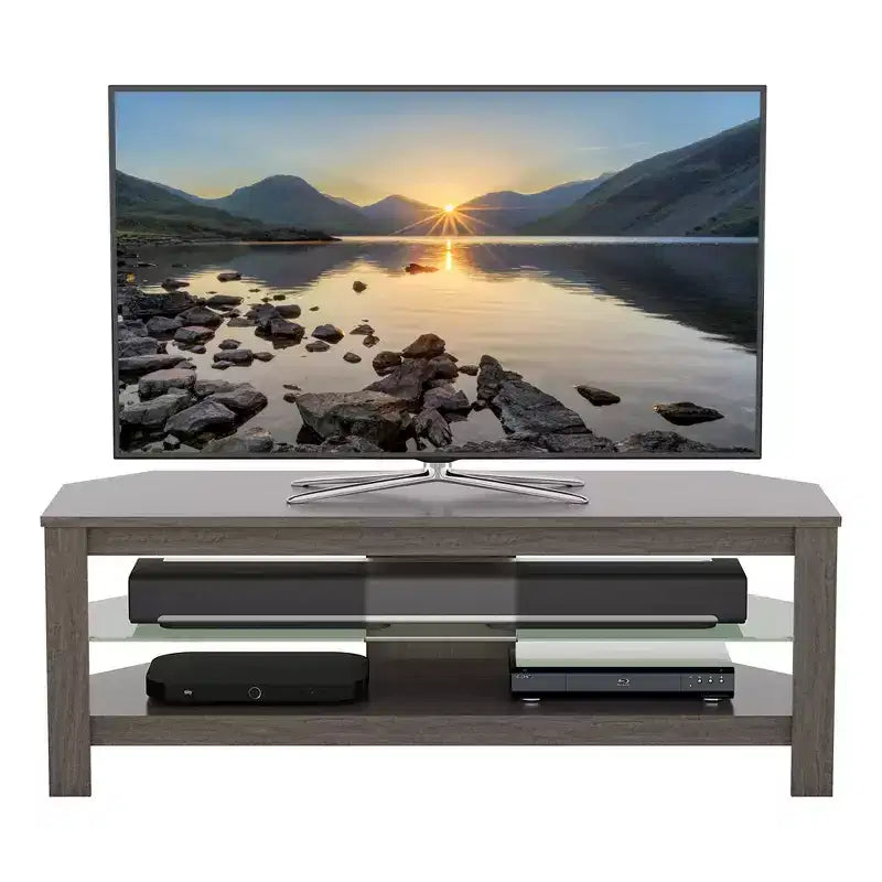 Mobile TV angolare AVF Calibre per TV fino a 55" grigio: Struttura in MDF, ripiani aperti, capacità 40 kg, larghezza 115 cm