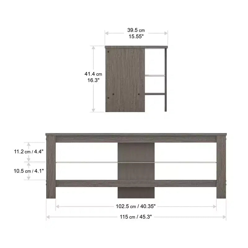 Mobile TV angolare AVF Calibre per TV fino a 55" grigio: Struttura in MDF, ripiani aperti, capacità 40 kg, larghezza 115 cm