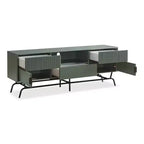 Mobile TV Meadowgrove Modern a 3 cassetti per televisori fino a 65" con armadietto verde salvia - miBasics: Struttura in metallo, Gestione cavi