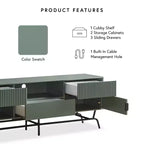 Mobile TV Meadowgrove Modern a 3 cassetti per televisori fino a 65" con armadietto verde salvia - miBasics: Struttura in metallo, Gestione cavi