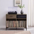 Crosley 40" Sydney Mobile TV Porta Dischi Noce: Porta Vinili, Mobile Multimediale con Ripiani Aperti