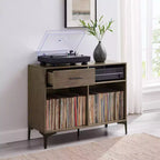 Crosley 40" Sydney Mobile TV Porta Dischi Noce: Porta Vinili, Mobile Multimediale con Ripiani Aperti