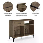 Crosley 40" Sydney Mobile TV Porta Dischi Noce: Porta Vinili, Mobile Multimediale con Ripiani Aperti