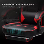 Sedia da Gaming LUCKRACER con Poggiapiedi, Sedia da Ufficio Ergonomica con Schienale Alto, Scrivania da Computer, Rosso