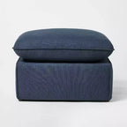 Pouf poggiapiedi rivestito in tessuto blu - Threshold™ designed with Studio McGee